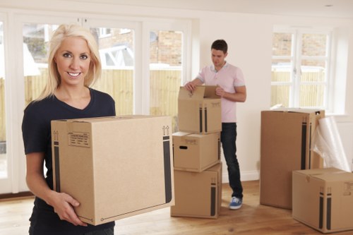 Removal van being loaded during a UK house move